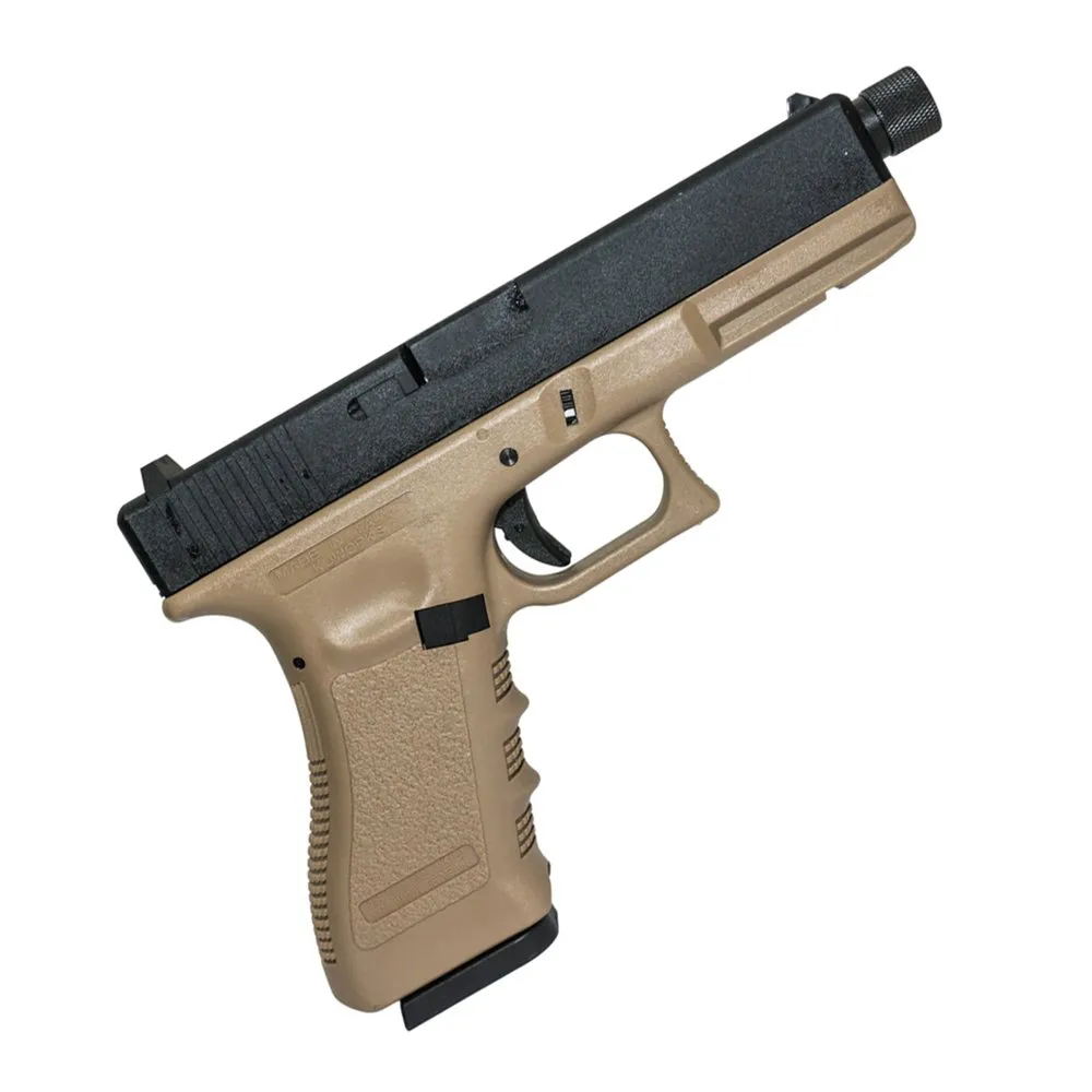 Пистолет газовый KJWorks Glock 17, резьб. п/глушитель, тан