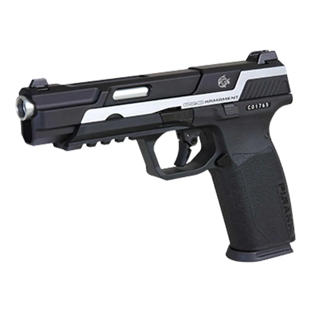 Пистолет газовый G&G Piranha Mk I черный/серебро