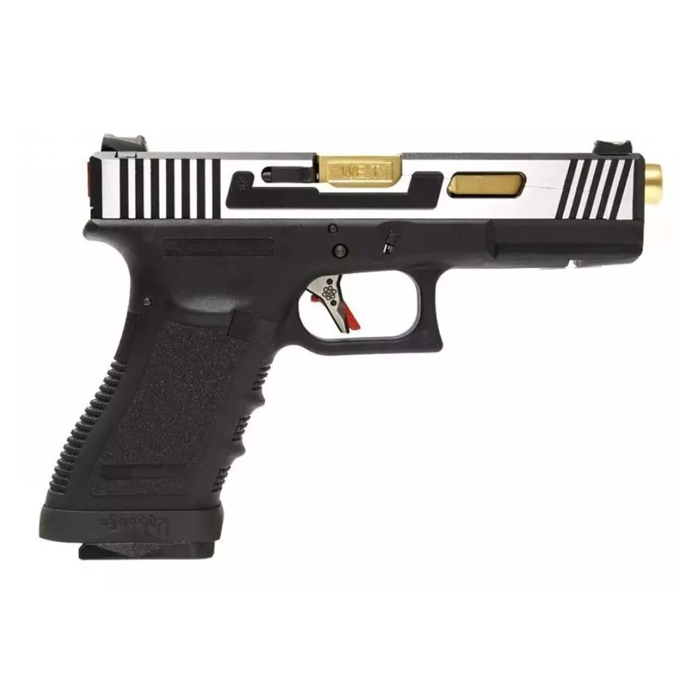 Пистолет газовый WE Glock 17 HI-SPEED хром