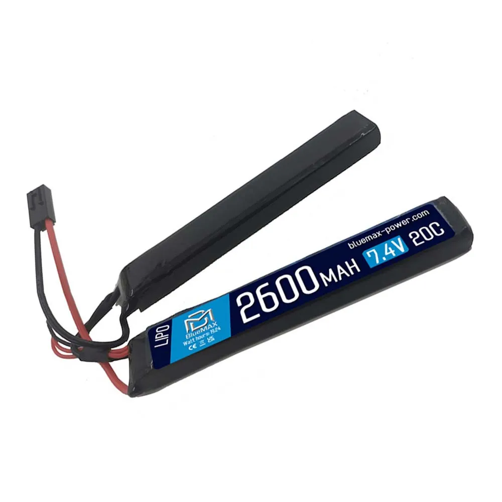 Аккумулятор 7.4В 2600мАч 2-разд.LiPo 20С BlueMAX мини-разъем /128*21*13