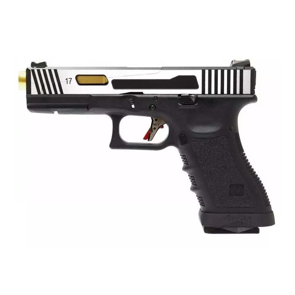 Пистолет газовый WE Glock 17 HI-SPEED хром
