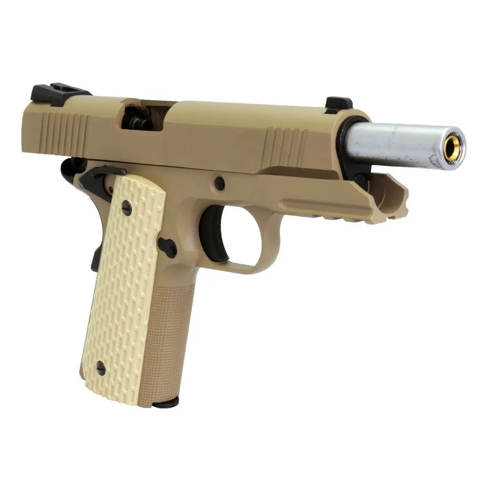 Пистолет газовый WE Colt 1911 Kimber, планка, тан