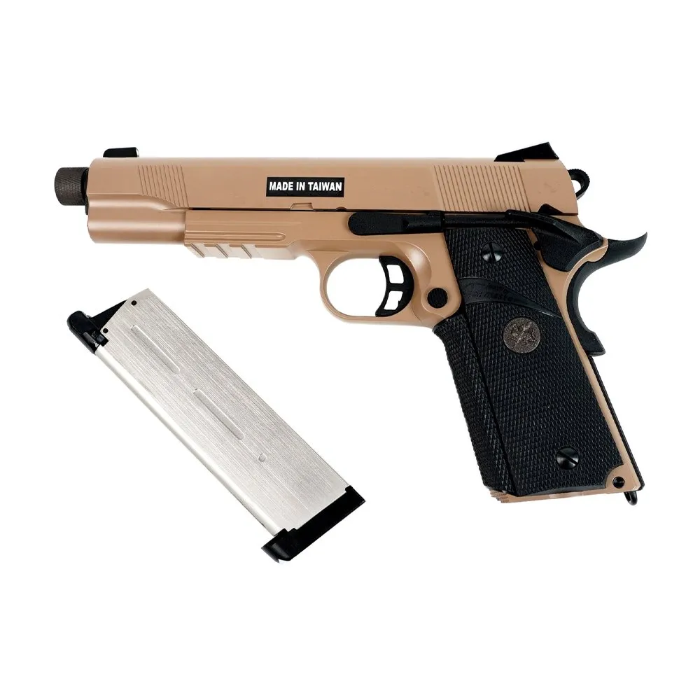 Пистолет газовый KJWorks MEU, тан, резьб п/глушитель