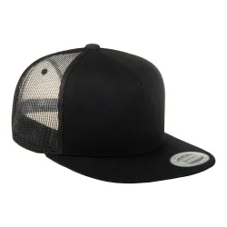 Бейсболка FLEXFIT с прямым козырьком, сетка, черный / 6005FF