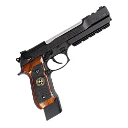 Пистолет газовый WE Beretta M9, Biohazard, Samurai Edge S.T.A.R.S., Long, коричневые накладки