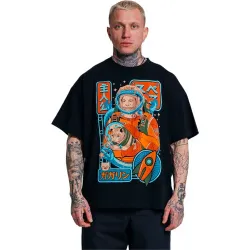 Футболка оверсайз Mother Russia 'Космические котики' (Черный, L)